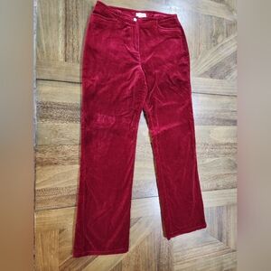 Ann Taylor LOFT Red Velvet Pants Straight Leg Sz 6 Petite Holiday Work